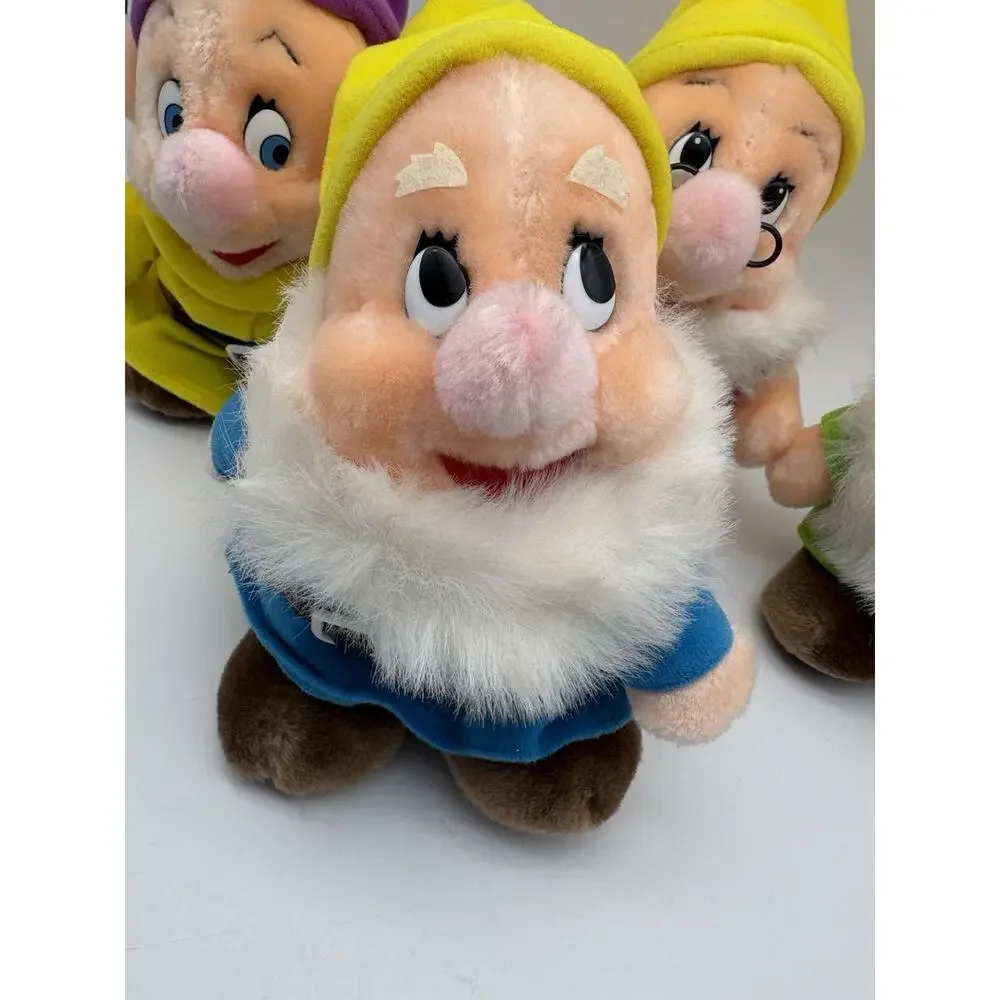 Set of 7 VTG Disneyland Walt Disney World Seven Dwarfs Plush Set 7” All w/ tags